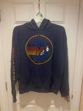 Aviator Nation Relaxed Fit Hoodie-Navy- unisex- Large